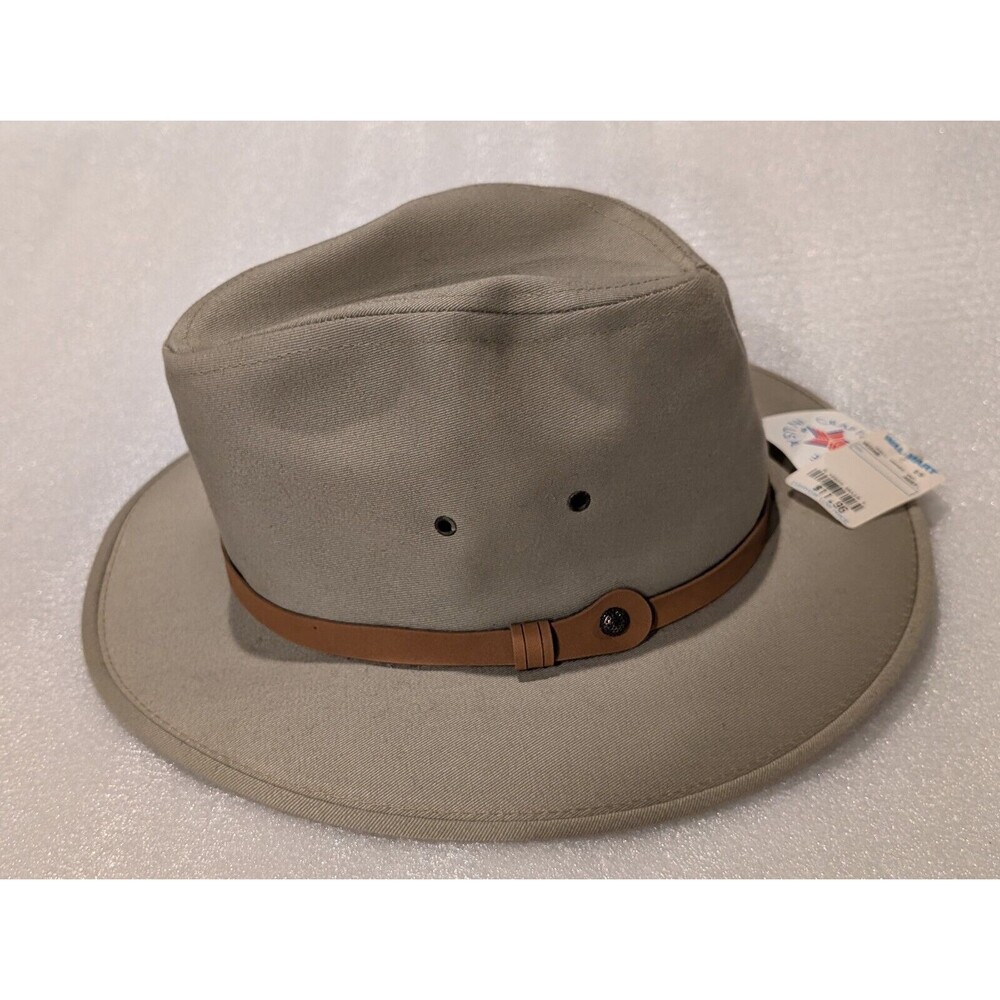 Vintage USA Made TWILL SAFARI HAT Men's MEDIUM Beige Shapeable NWT Deadstock